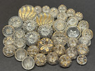 Vintage Lot Of 37 Transparent Glass W gold Accent Buttons - 7 16  To 7 8   f44 