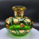 Antique Bohemian Glass Vase Gold Leaves Floral Beautiful 