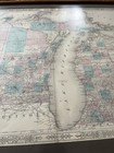 Beautiful 1864 Johnson s Michigan And Wisconsin Hand Colored Map  Framed