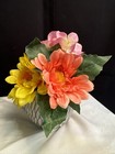 Silk Floral Arrangement 8 Inch With Ceramic Vase