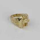 1 50ct Round Real Moissanite 14k Yellow Gold Finish Horse s Head Horseshoe Ring