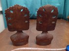 Vintage Carved Wood Sculptures Statues Bust Polynesian Man Woman