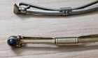 Vintage Hadley Gold Tone Blue Glass 1939 Worlds Fair Perisphere Collar Tie Clip 