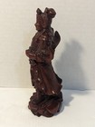 Vintage Dark Wood Hand Carved Chinese Warrior Sculpture  Unknown Markings 