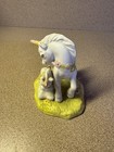 Vintage 1982 Fantasy Series Mother   Baby Unicorn White Porcelain Figurine   46   