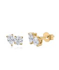 2tcw Pear   Round Cut Lab Created Diamond Stud Earrings 14k Yellow Gold Plated
