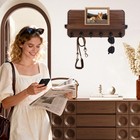 Key Holder For Wall  Mail Organizer Wall Mount With 6 Hooks Wooden Hanging Ke   