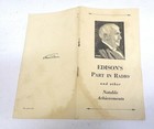 Early Pamphlet Edison Part In Radio From 1928