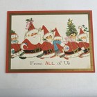 Vintage Mid Century Christmas Greeting Card Cute Family In Santa Claus Costumes