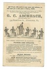 Old Trade Card Gc Aschbach Leading Music Dealer Allentown Pa Pianos Music Boxes