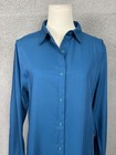 Couxily Women s Blue Button Down Dress Shirt Size Medium Long Sleeve Nwot s 