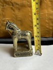Vintage India Gold Cast Bronze Mughal Horse On Pinth Tribal Folk Art Figurine