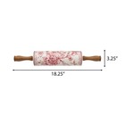 Pioneer Woman Agatha Floral Ceramic Rolling Pin Olivewood Handles White Green Fs