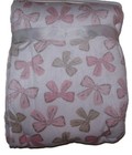 Girls Baby Essentials Very Soft White Pink Gray Bow Sherpa Baby Blanket