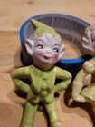 Pair Of Gilner Pixie Elf Christmas Ceramic Figurine 1950s Mcm Vintage Decor