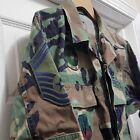 Vtg Us Military Air Force Woodland Camo Field Jacket W  7 Patches Men s M   Fit