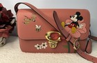 Disney X Coach Studio Shoulder Bag Mickey Mouse Flowers Burnt Coal Ch413 Rare