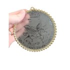 Vintage 1980s Etched Glass Unicorn Wall Hanging W  Braided Frame Pegasus
