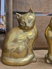 Vintage 6  Mcm Brass Cat Figurine Pair  Feline Large Heavy 1960   s