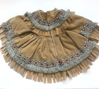 Faux Suede Nice Native American Doll Dress With Beads   Trim