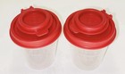 New 2 Oz Salt   Pepper Midgets Tupperware Flip Top Seals Shakers Set Sheer Red