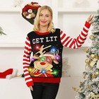 Light Up Red Reindeer Ugly Christmas Sweater Unisex Funny Holiday Jumper