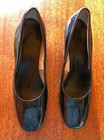 Vintage 1960 s Shoes Heels Pumps Black Patent Size 4 1 4 Mod Go Go