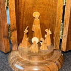 Vintage Intricately Carved Wood Oberammergau J A Schiestl Nativity Scene  Hinged