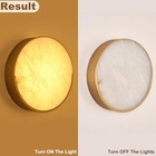 Round White Alabaster Wall Sconce  Natural Marble Wall Light Decor  Circular