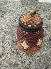 Handmade South African Zulu Traditional Herb Basket W  Lid - 6 5  Tall