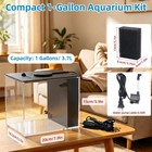 Datoo 1 Gal Betta Fish Tank Kit W led  Filter Pump - Small Aquarium