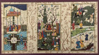 Vintage Mughal Framed Silk 3-panel Painting  Rare Cultural Fine Art Decor Gifts