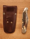 New Price Vintage Large 5 1 2  Queen 2 Blade Knife Winterbottom Handles   Sheath