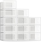 12 24 Pack Xl Clear Drop Side Shoe Boxes Stackable Sneaker Storage Display Case