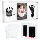 Baby Handprint Footprint Ink Pad Kit With Magnetic Acrylic Photo Frame For 12  