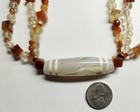 Antique Tibetan Dzi 3-strand Quartz   Carnelian Beaded Necklace