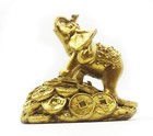 Feng Shui 3 5  Gold Elephant On Golden Money Coins Statue Wealth Lucky Figurine