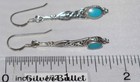 Sterling Silver Scrolled Design Blue  turquoise   Stone Dangle Earrings