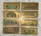 8-pcs 1976-2009 Gold Foil Banknotes 1 2 5 10 20 50 100 100 Dollar Us Collectible