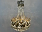 Vintage French Brass   Crystal Chandelier   Antique Brass Light Fixtures 1960   s