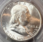 1948 D Franklin Half   Pcgs Ms 65 Fbl    great White Coin W booming Luster    