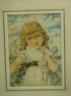 Antique 1893 Victorian Watercolor Painting Miniature Portrait Child Signed 1800s