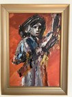 Vintage Mid Century Modern Figural Woman Abstract Art Painting Signed Original
