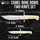Timber Rattler 2-piece Bowie Knife Set   Camel Bone Handles   12  And 8  Overall