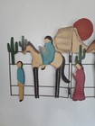 Southwestern Metal Wall Art Sculpture Desert Scene Cactus Figures 17x39 
