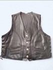 Harley-davidson Black Leather Vest Eagle Embroidered Back Patch Snap Front