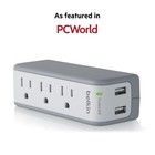Belkin Wall Mount Surge Protector - 3 Ac Multi Outlets   2 Usb Ports - Flat