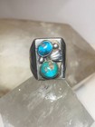 Turquoise Ring Size 8 75 Navajo Band Sterling Silver  Women Men