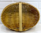 Antique Primitive Vintage Woven Oak Splint Egg Gathering Buttocks Basket Handle