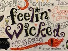 Halloween Finished Crosstitch Picture Feeling Wicked With Which Hat  Boot Broom